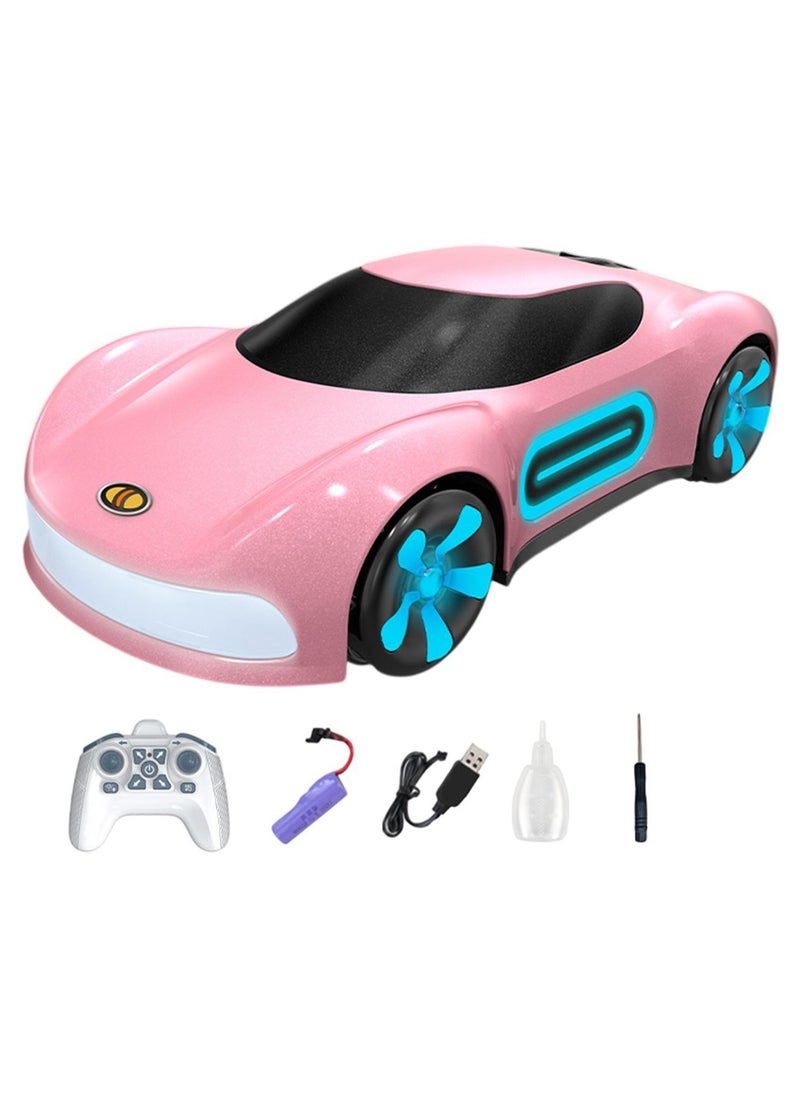 Dual Remote Control Car, Rc Cars Stunt RC Car Toys New Upgraded Strip Lights And Headlights Car Toys Double-Sided 360° Rotating 4WD Rc Drift Truck For Boys Girls Birthday Gift Cool Lighting Spray Sports Cars Pink