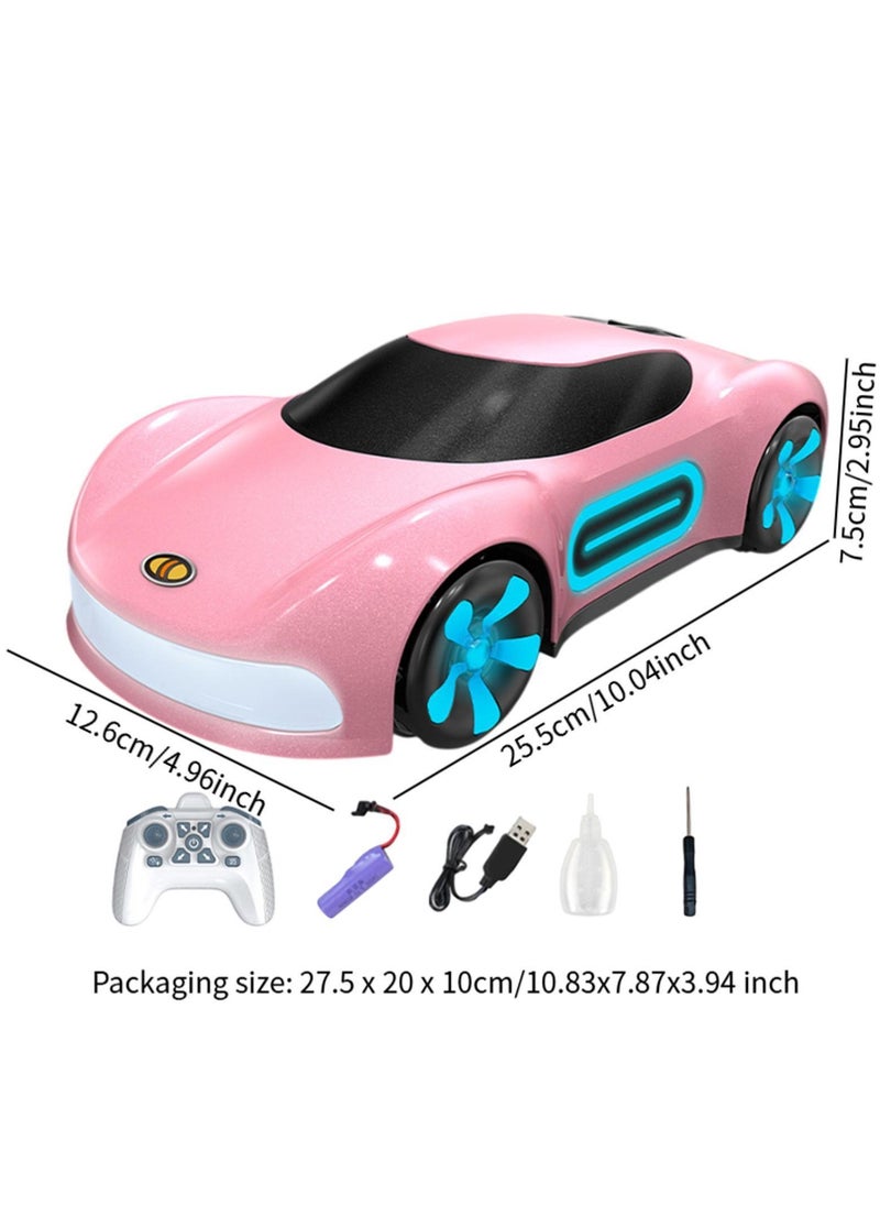 Dual Remote Control Car, Rc Cars Stunt RC Car Toys New Upgraded Strip Lights And Headlights Car Toys Double-Sided 360° Rotating 4WD Rc Drift Truck For Boys Girls Birthday Gift Cool Lighting Spray Sports Cars Pink