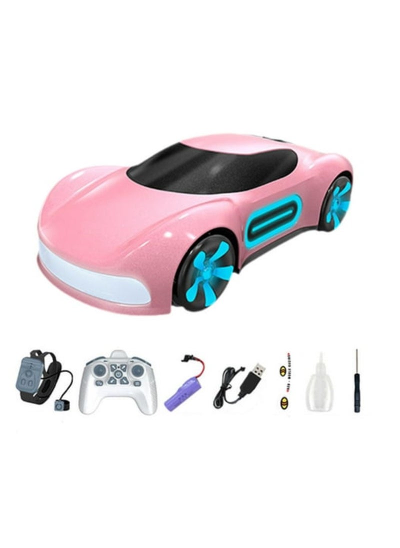 Dual Remote Control Car, Rc Cars Stunt RC Car Toys New Upgraded Strip Lights And Headlights Car Toys Double-Sided 360° Rotating 4WD Rc Drift Truck For Boys Girls Birthday Gift Cool Lighting Spray Sports Cars Pink