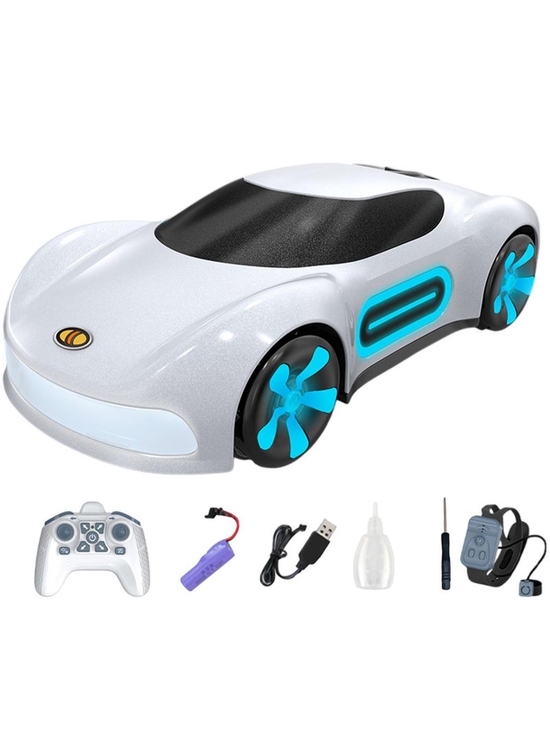 Dual Remote Control Car, Rc Cars Stunt RC Car Toys New Upgraded Strip Lights And Headlights Car Toys Double-Sided 360° Rotating 4WD Rc Drift Truck For Boys Girls Birthday Gift Cool Lighting Spray Sports Cars White