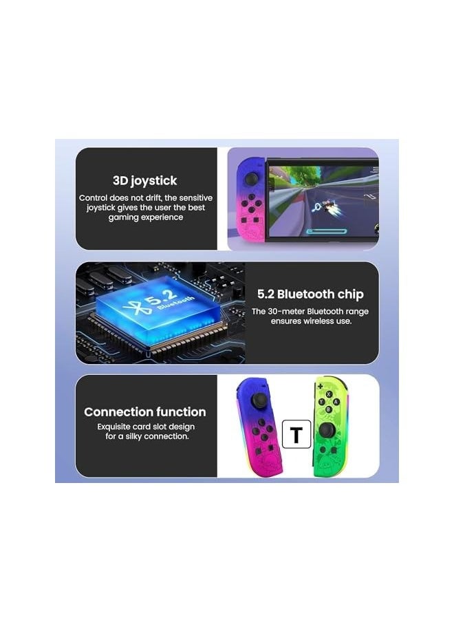 Joycon Controller for Nintendo Switch, Replacement Wireless Controllers with Dual Vibration, Wake-up, Motion Control RGB Light