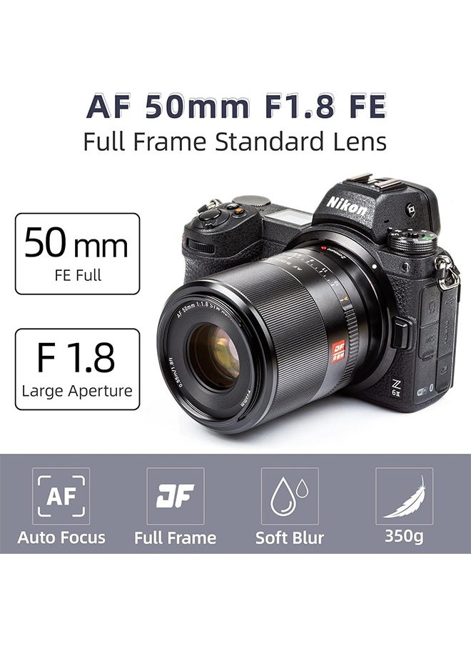 VILTROX AF 50mm f/1.8 F1.8 Z Mount Full Frame Lens STM Auto Focus Standard Prime Lens Compatible with Nikon Z-Mount Camera Z6 Z7 Z5 Z50 Z6II Z7II ZFC