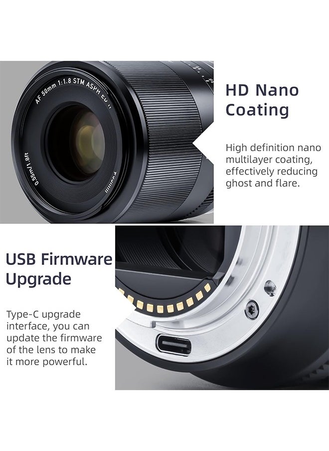 VILTROX AF 50mm f/1.8 F1.8 Z Mount Full Frame Lens STM Auto Focus Standard Prime Lens Compatible with Nikon Z-Mount Camera Z6 Z7 Z5 Z50 Z6II Z7II ZFC