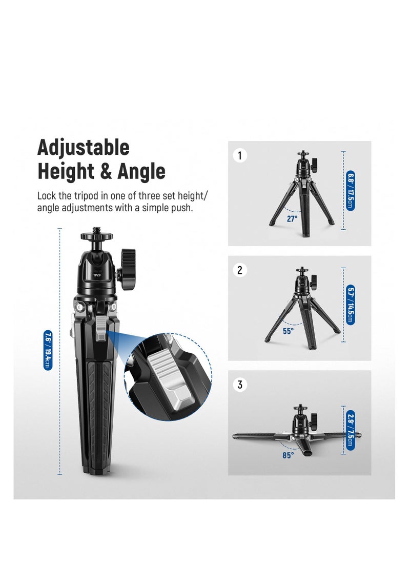 Magnetic Phone Tripod Set, Single Hand Grip Selfie Stick Metal Tabletop Mini Tripod with 360° Ball Head, Compatible with MagSafe iPhone 15 Pro Max 14 13 12 Series, 1/4