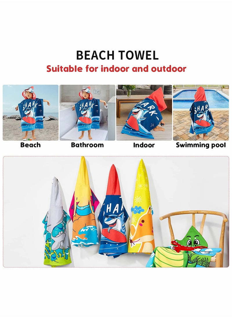 Soft Thick Hooded Baby Bath Towel for Boys Girls Perfect for Pool Beach Ages 3-7 Navy Shark Design Kids Bathrobe