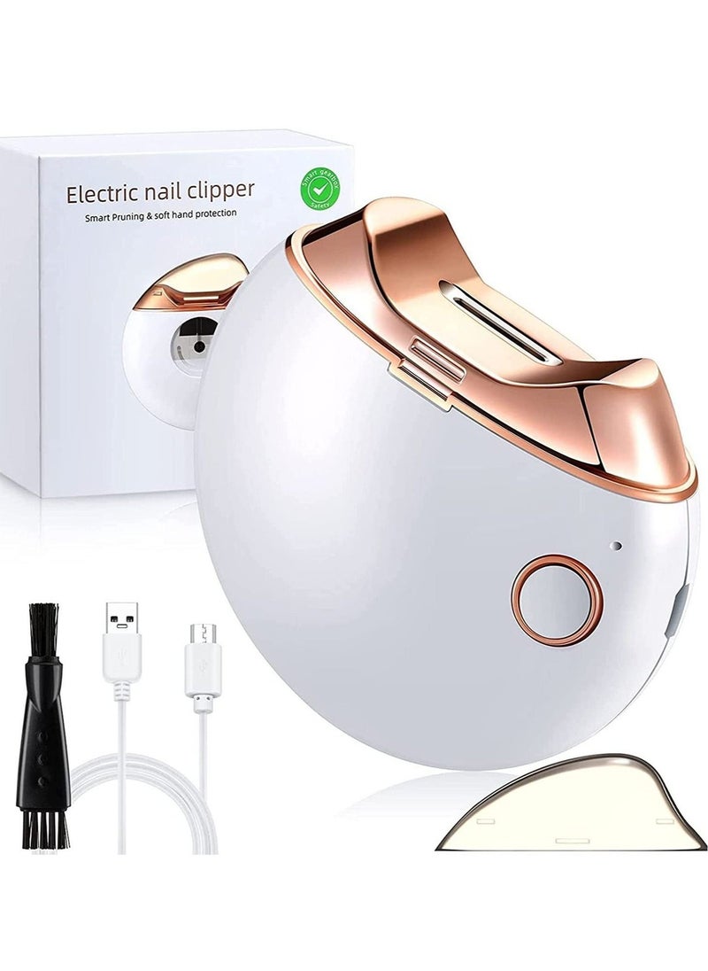 Automatic Nail Clipper, Electric Nail Clippers Automatic Safety Fingernail Cutter and Filer Rechargeable Nail Trimmer Nail Scissors Gift for Caregivers, Elderly, Adults, Children, Care Communities