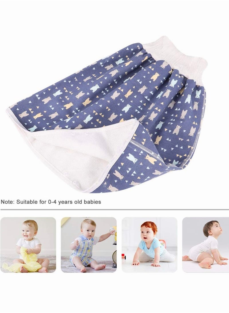 Washable Waterproof Cotton Diaper Training Pants for Toddlers Reusable Nappy Skirt for Potty Training Dark Blue