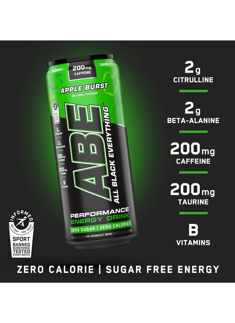 ABE Energy Pre Workout with Apple Burst Drink 330ml pack of 12