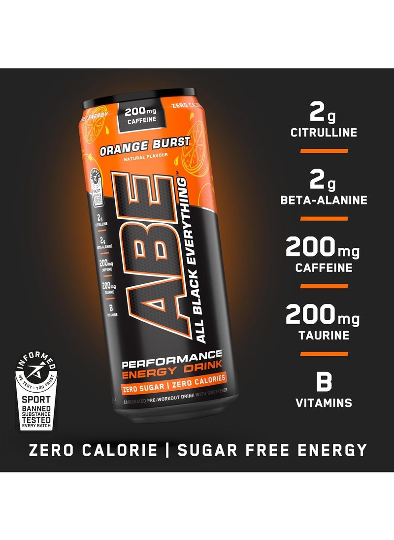 Abe Energy Plus Pre Workout With Orange Burst Drink 330Ml Pack Of 12