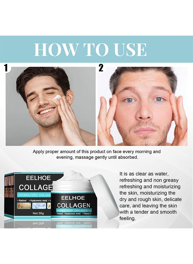 Collagen Cream, for Men Contains Retinol, Hyaluronic Acid, and Vitamin E, Has Anti Wrinkle Cream, Facial Moisturizing, Anti-Aging and Wrinkle Antioxidant Effects 30g Collagen Cream, for Men Contains Retinol, Hyaluronic Acid, and Vitamin E, Has Anti Wrinkle Cream, Facial Moisturizing, Anti-Aging and Wrinkle Antioxidant Effects 30g