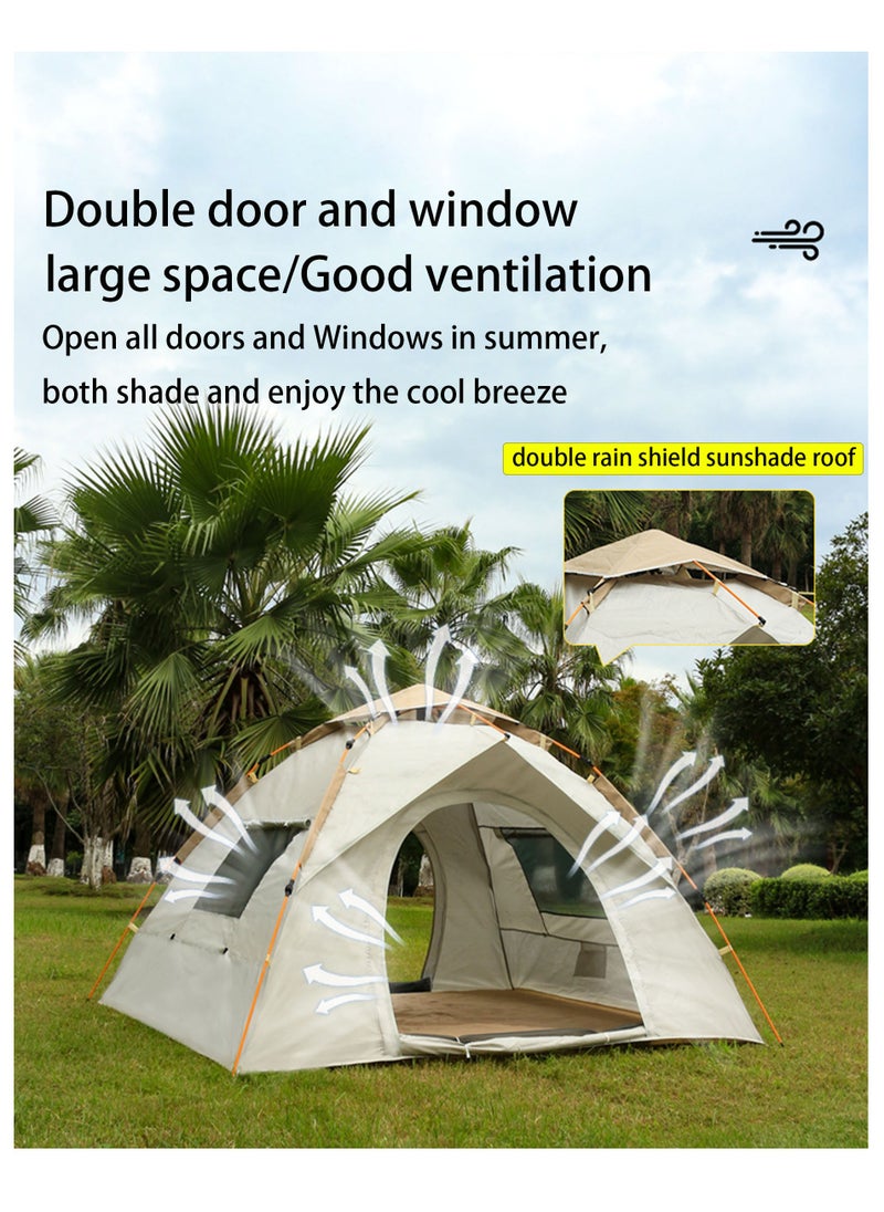 Pop-up Tent Large Tent for Camping 3-4 Person Portable(220×200×145cm) Backpacking Tent Lightweight Waterproof Outdoor Sunshade Tent, with Carry Bag, Windproof Ropes All Seasons, Suitable for camping, hiking, and outdoor activities.