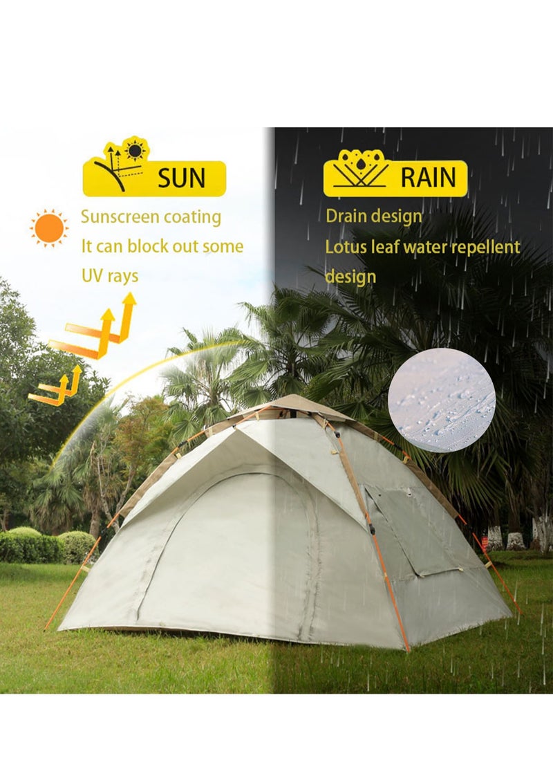 Pop-up Tent Large Tent for Camping 3-4 Person Portable(220×200×145cm) Backpacking Tent Lightweight Waterproof Outdoor Sunshade Tent, with Carry Bag, Windproof Ropes All Seasons, Suitable for camping, hiking, and outdoor activities.