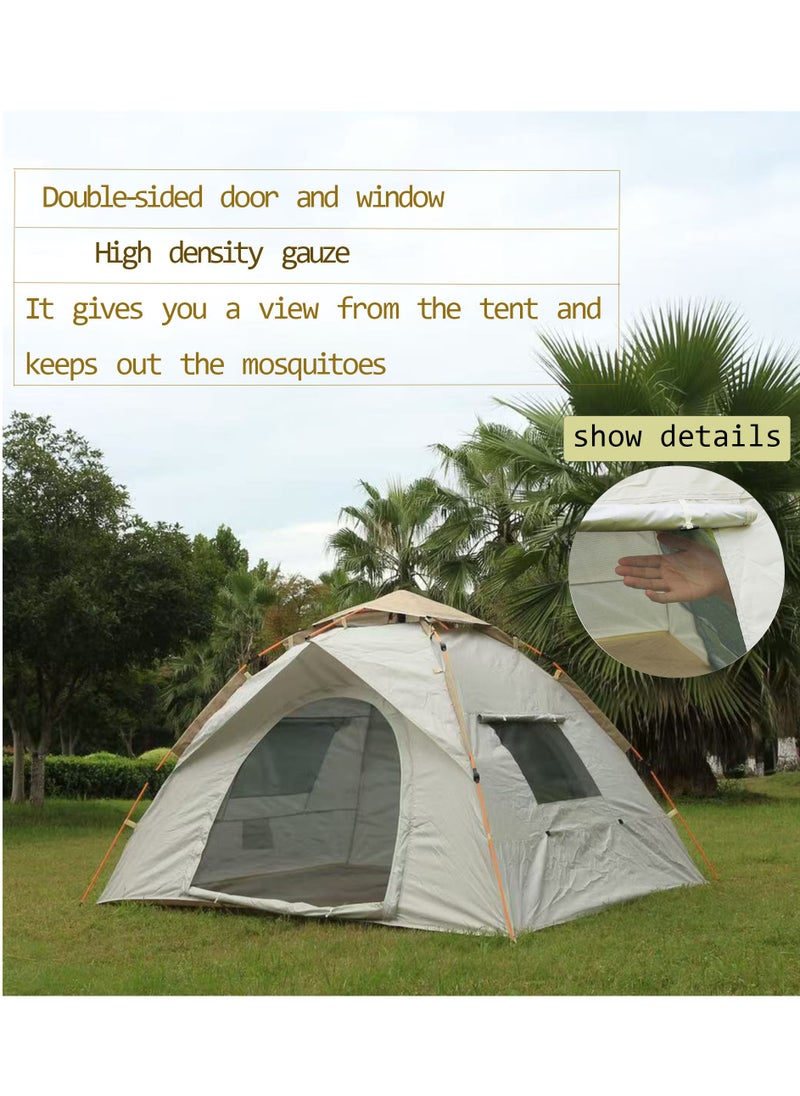 Pop-up Tent Large Tent for Camping 3-4 Person Portable(220×200×145cm) Backpacking Tent Lightweight Waterproof Outdoor Sunshade Tent, with Carry Bag, Windproof Ropes All Seasons, Suitable for camping, hiking, and outdoor activities.