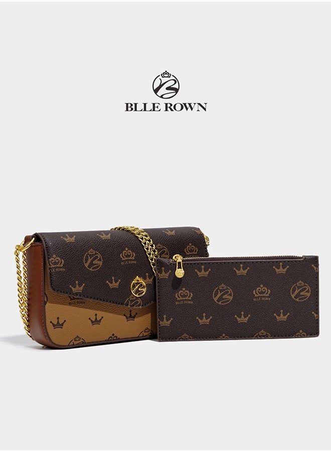 2PCS Chic Women Leather Shoulder Bag Set for Ladies Mini Crossbody Bag with adjustable Gold Chain Strap, Perfect Gift for Her, Vintage & Modern Style