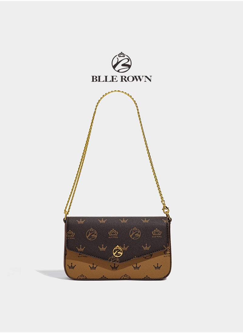 2PCS Chic Women Leather Shoulder Bag Set for Ladies Mini Crossbody Bag with adjustable Gold Chain Strap, Perfect Gift for Her, Vintage & Modern Style