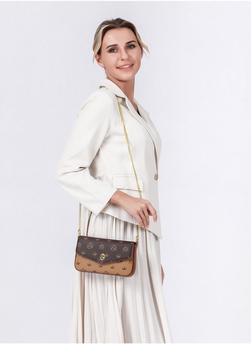 2PCS Chic Women Leather Shoulder Bag Set for Ladies Mini Crossbody Bag with adjustable Gold Chain Strap, Perfect Gift for Her, Vintage & Modern Style