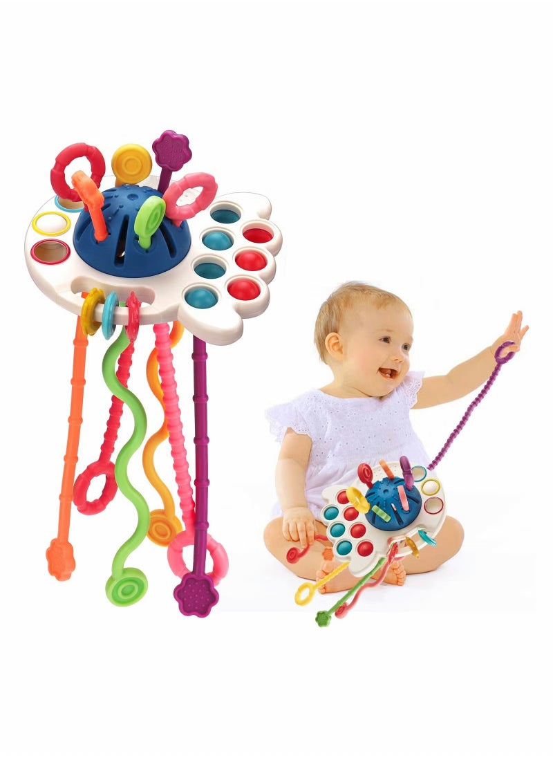 Baby Montessori Toys for 18M+, SYOSI Baby Sensory Toys Push and Pull String Toys, Early Learning Activity Toys Baby Teether Toys for Toddlers 1-3, Fine Motor Skill Gift for Babies (Octopus)