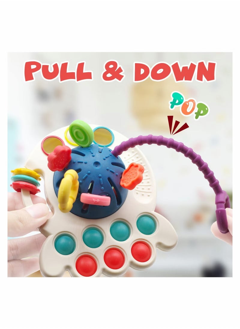 Baby Montessori Toys for 18M+, SYOSI Baby Sensory Toys Push and Pull String Toys, Early Learning Activity Toys Baby Teether Toys for Toddlers 1-3, Fine Motor Skill Gift for Babies (Octopus)