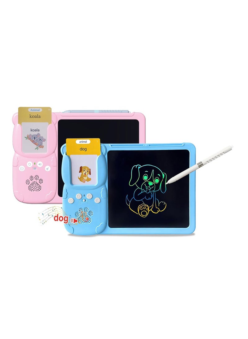 Trands Rechargeable Talking Flash Cards and Writing Tablet for Kids Early Educational Toy Interactive Gift for Toddlers Learning Education Toy Speech Therapy with LCD Writing Pad KWP3266