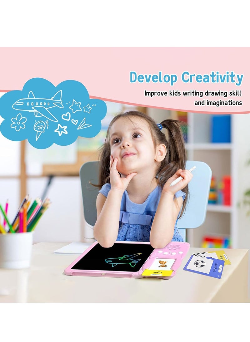 Trands Rechargeable Talking Flash Cards and Writing Tablet for Kids Early Educational Toy Interactive Gift for Toddlers Learning Education Toy Speech Therapy with LCD Writing Pad KWP3266