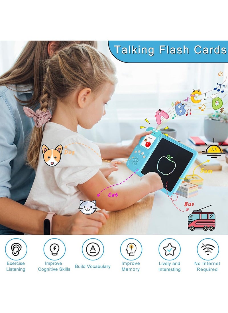 Trands Rechargeable Talking Flash Cards and Writing Tablet for Kids Early Educational Toy Interactive Gift for Toddlers Learning Education Toy Speech Therapy with LCD Writing Pad KWP3266