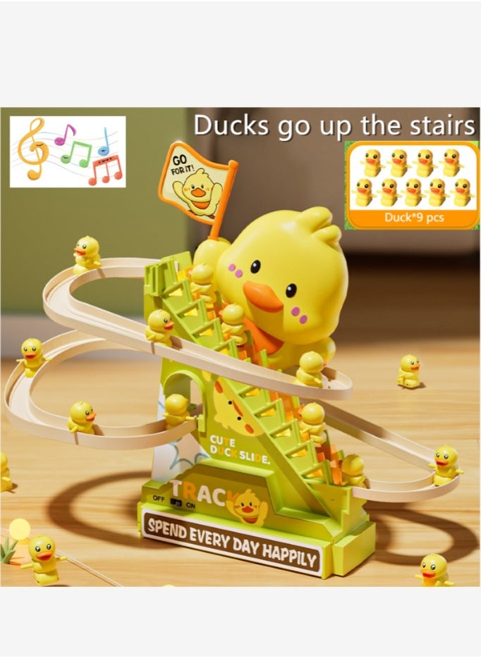 Duck automatic stair climbing toy with music and lights, children's educational toy, toys for kids