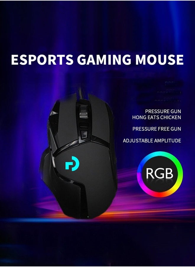 performance wired gaming mouse with  colors RGB  PC/Mac black