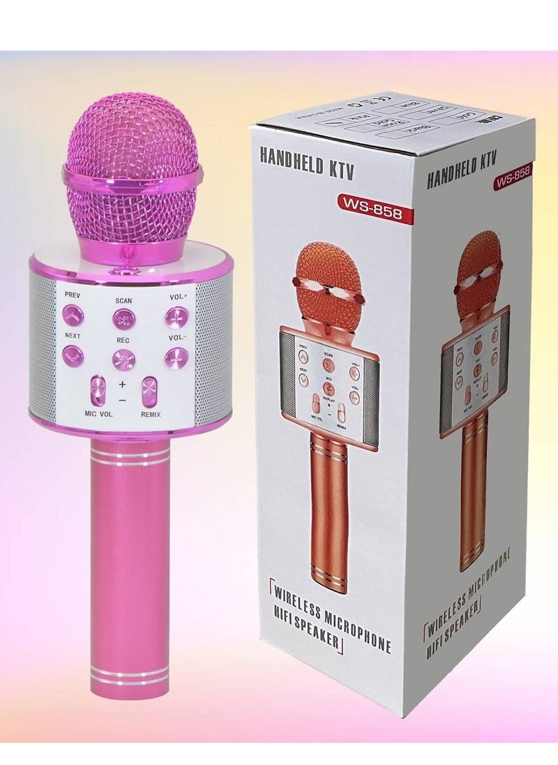 WS-858 Microphone Wireless Portable Speaker - Pink