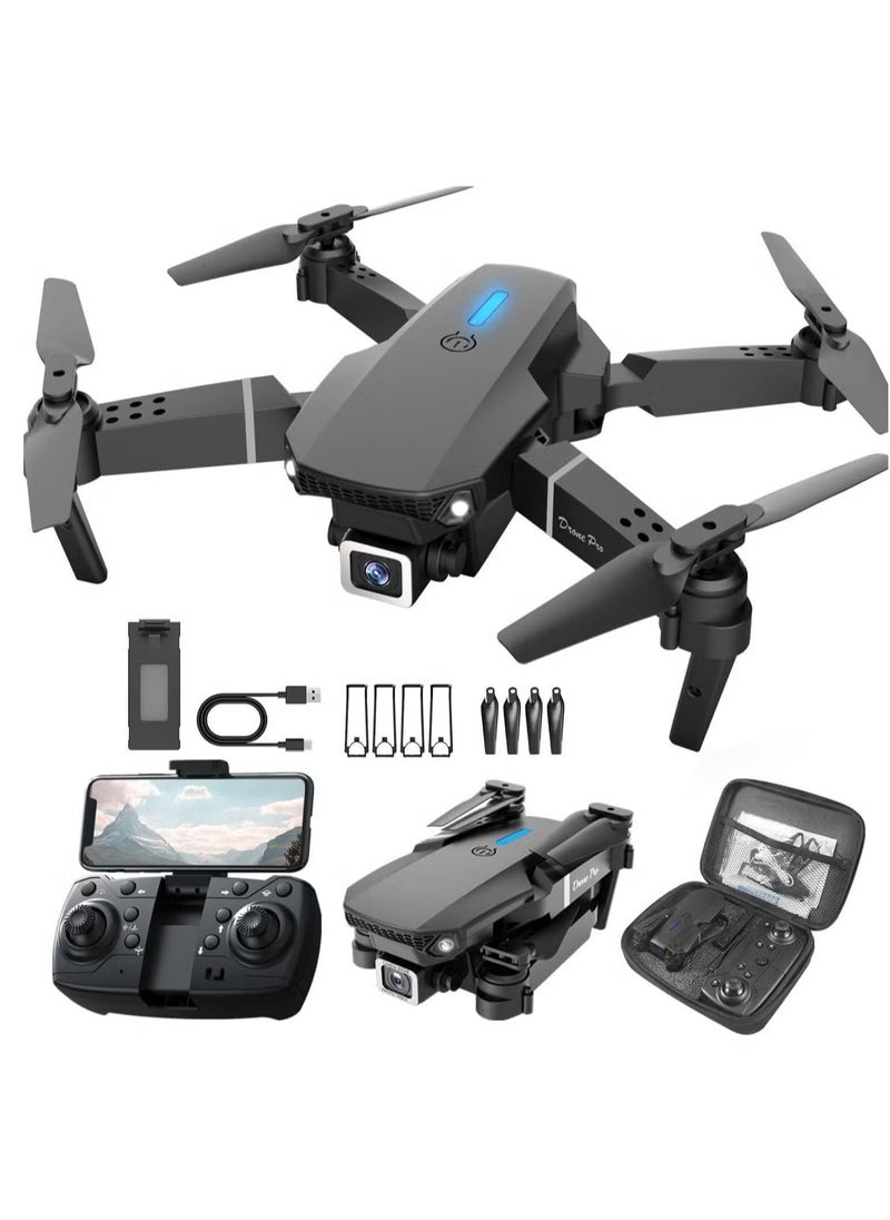 E88 4K HD Drone with Single Camera – Foldable Aerial Aircraft for Beginners, 2.4GHz Real-Time Transmission, 360° Roll, Long Battery Life, Headless Mode, Trajectory Flight & One-Key Return