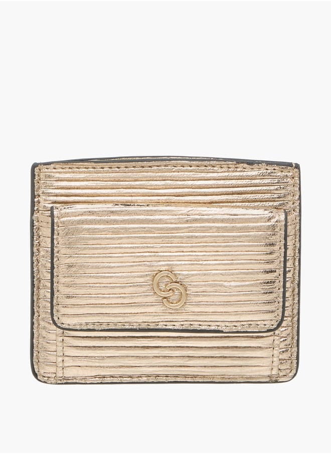 Women Wrinkle Textured Wallet with Button Closure