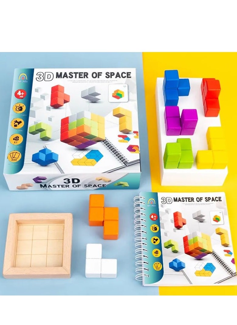 3D Soma Cube Puzzle for Adults and Kids Brain Teaser Wooden Block Math Puzzle Cube Children's spatial logic sense training Montessori Educational Toys Gifts for Adults and Kids Ages 4+