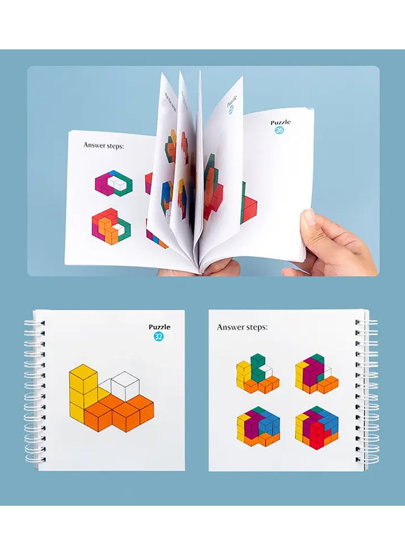 3D Soma Cube Puzzle for Adults and Kids Brain Teaser Wooden Block Math Puzzle Cube Children's spatial logic sense training Montessori Educational Toys Gifts for Adults and Kids Ages 4+