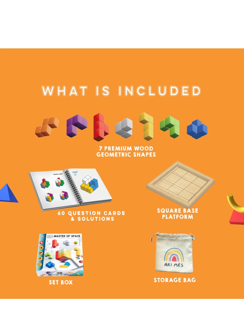 3D Soma Cube Puzzle for Adults and Kids Brain Teaser Wooden Block Math Puzzle Cube Children's spatial logic sense training Montessori Educational Toys Gifts for Adults and Kids Ages 4+