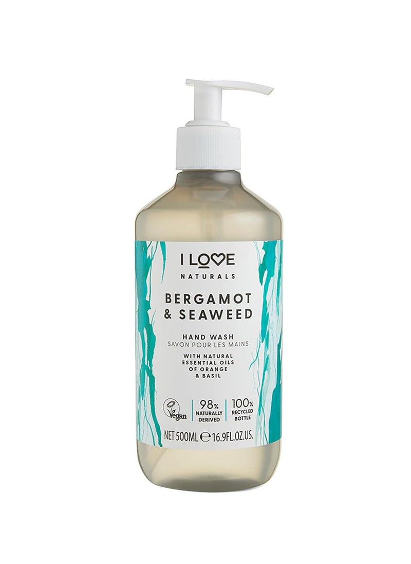I Love Naturals Bergamot and Seaweed Hand Wash - Hydrating Hand Soap with Essential Oils - Skin-Smoothing Formula - Plant-Based Cleansers - 16.9 oz