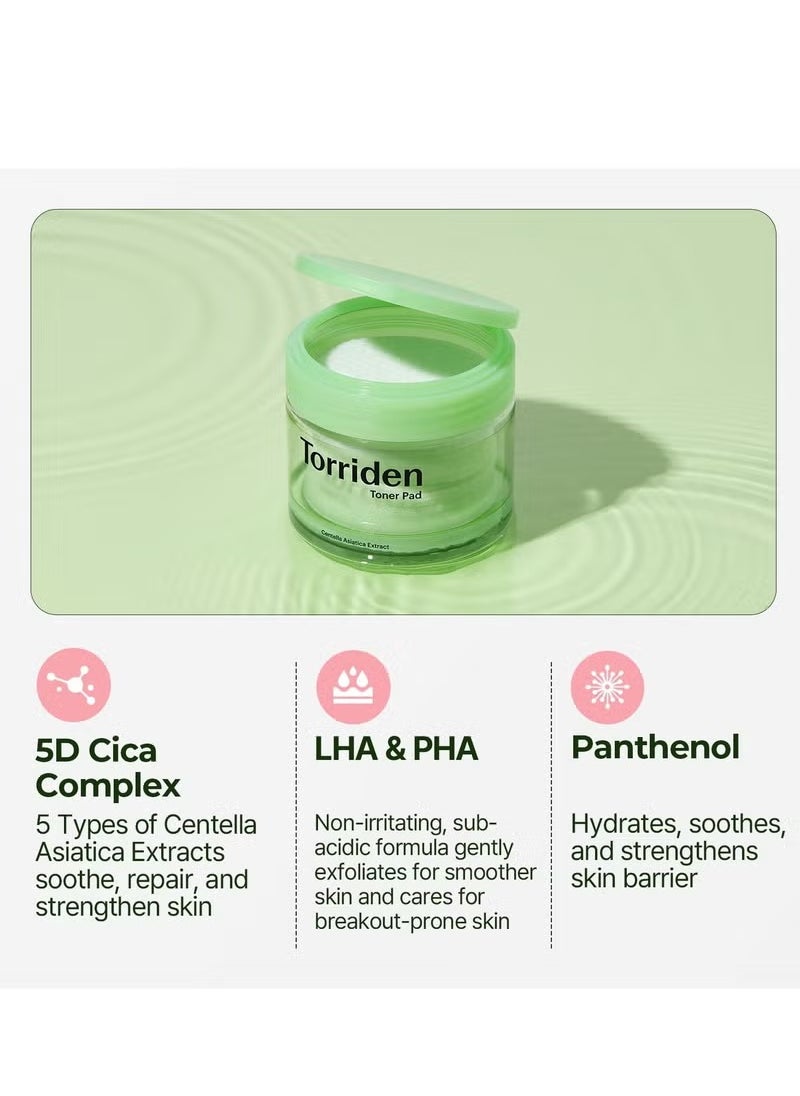 Balanceful Cica Toner Pads (60 Count), Daily Exfoliating Pads With Pha And Lha That Soothe And Tone - Vegan Pads Soaked With Centella Asiatica Essence For Oily, Combo, And Sensitive Skin