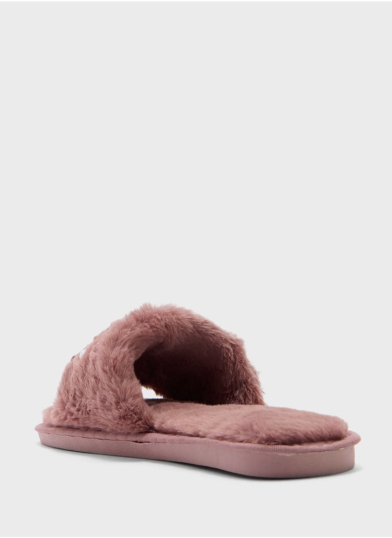 Pearl Diamante Bedroom Slippers