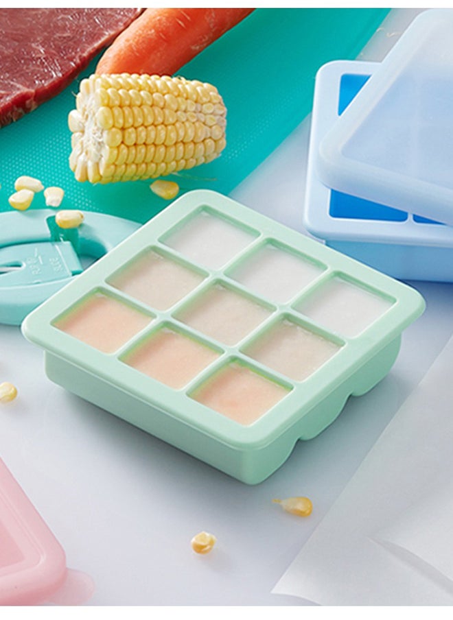 Baby 9-grid green silicone food supplement box