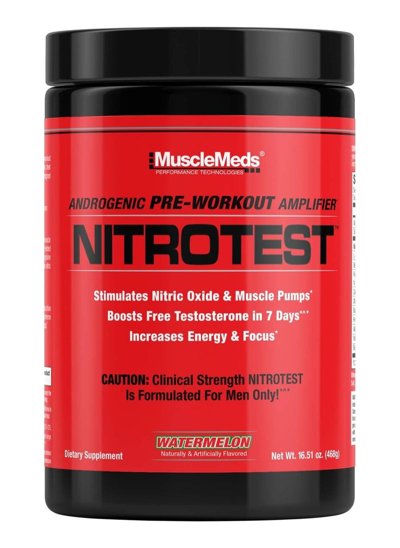 Musclemeds, Nitrotest, Pre Workout, 468g, Watermelon, 30 Servings