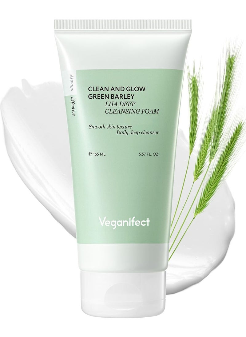 LHA Deep Cleansing Foam, Acne Face Wash, Blackhead Remover for All Skin Types, Korean Skin Care, Vegan, 5.57 Fl Oz
