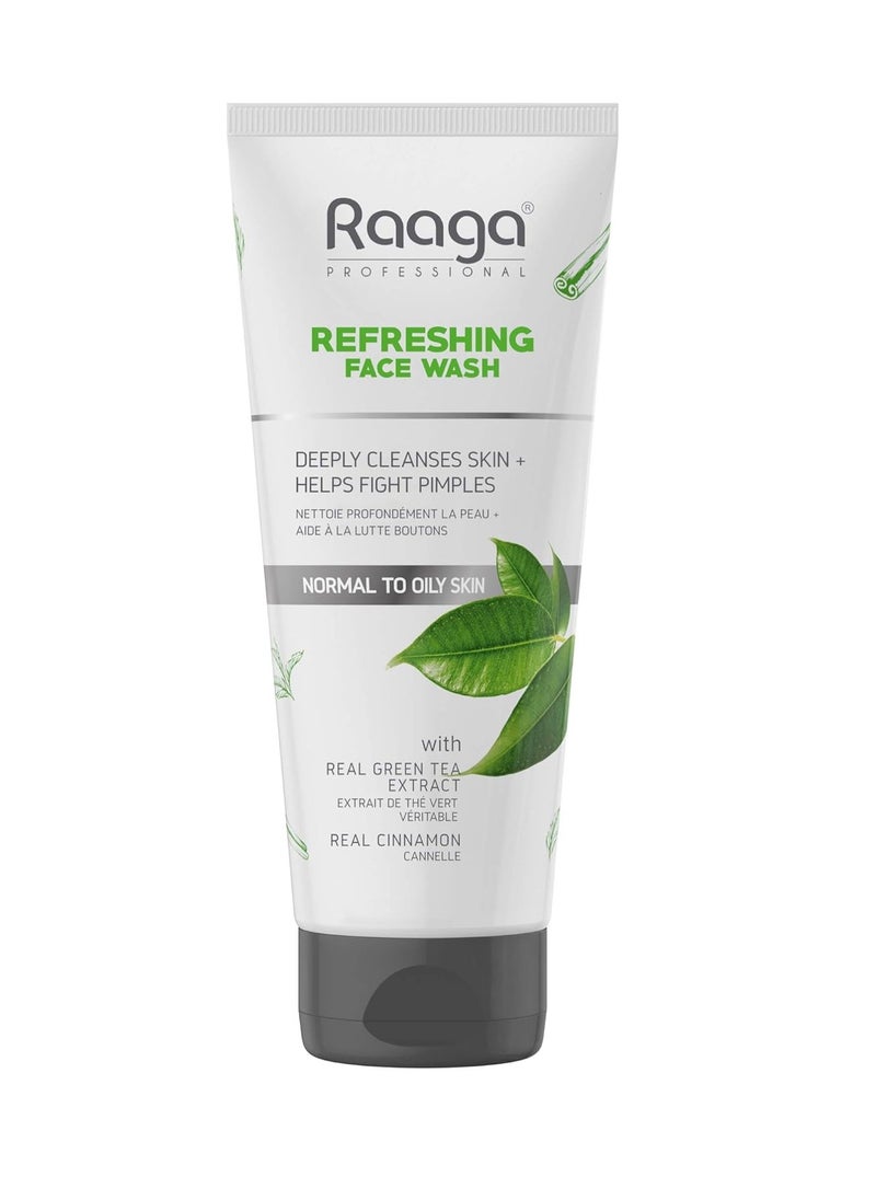 Refreshing Face Wash 2.7 F1 Oz (80ml) | Green Tea Extract and Cinnamon Extract | Facial Cleanser for Men and Women | Facewash for Acne, Oily, & Normal to Dry Skin