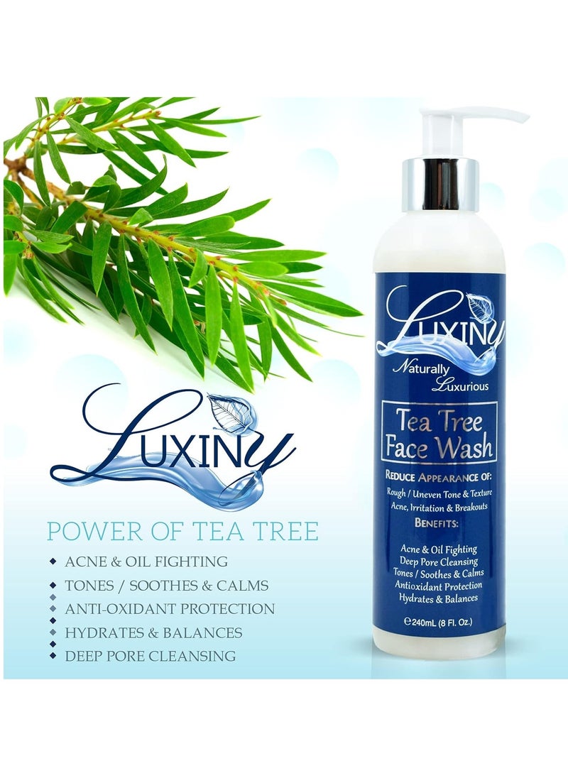Tea Tree Face Wash an All Natural Salicylic Acid Cleanser 8oz, a BHA Exfoliant & Aloe Calming Facial Cleanser, Use as a Facial Wash or Acne Body Wash - Works for All Skin Types