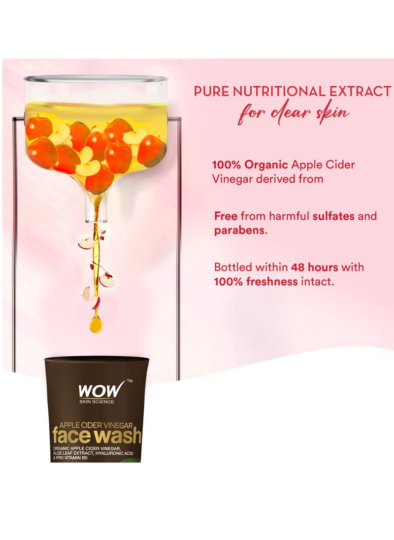 WOW Skin Science Apple Cider Vinegar Face Wash - No Parabens, Sulphate, Silicones & Color - Pack of 2 - Net Vol. 200mL