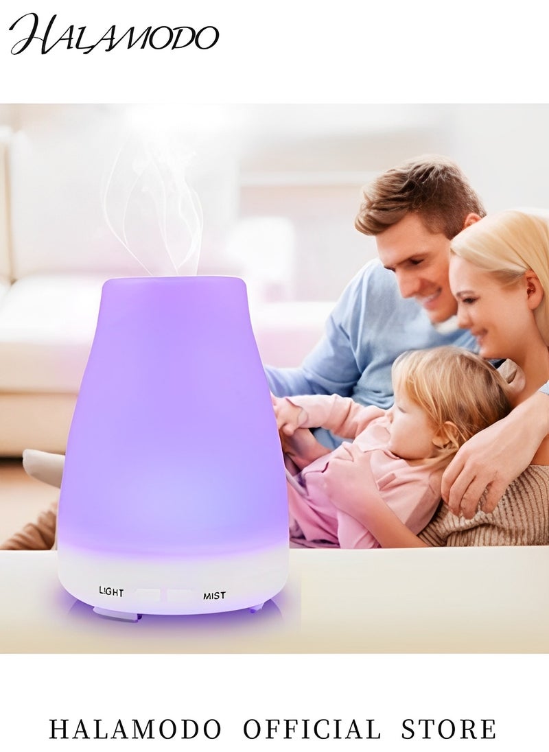 120ml Essential Oil Diffuser Premium 5-in-1 Diffusers for Home Scent Aromatherapy Diffuser Air Desk Humidifier for Bedroom Large Room Office 7 Color LED 2 Mist Mode Waterless Auto Off