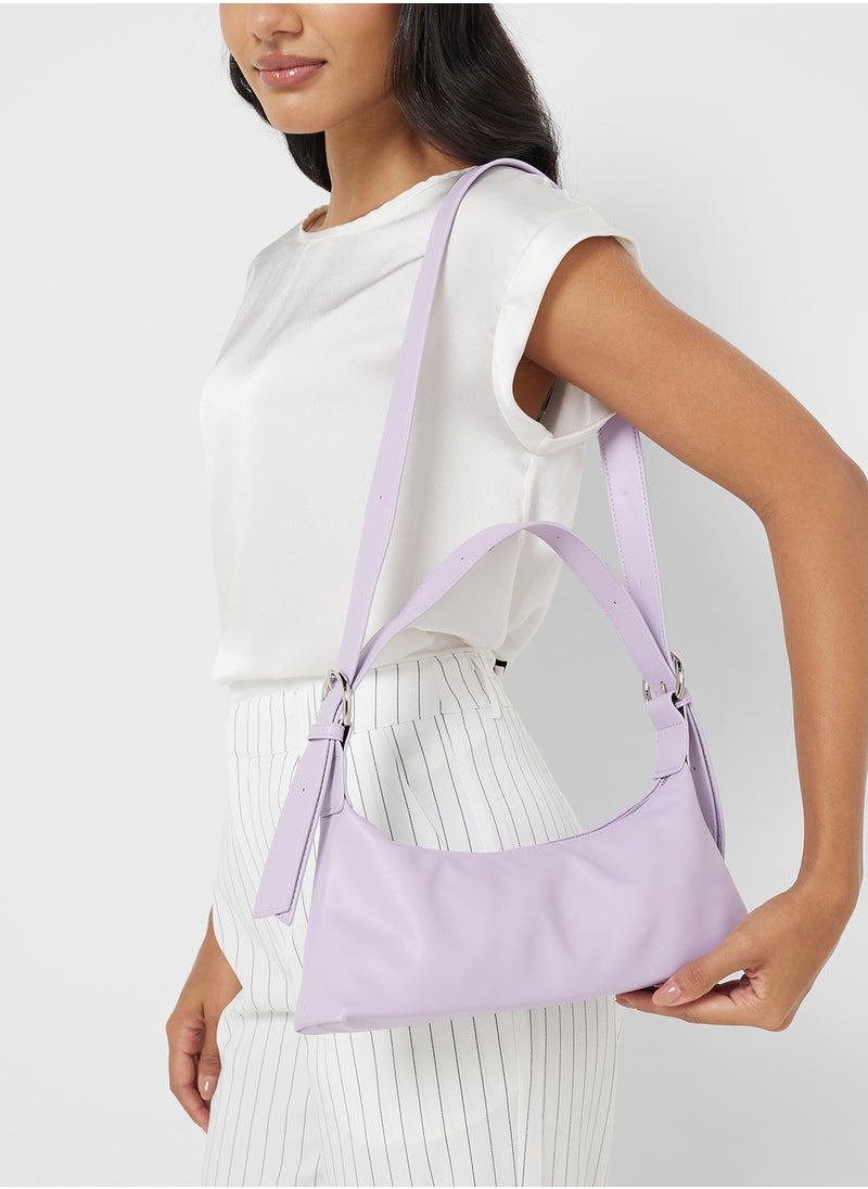 Metal Zip Detail Shoulder Bag