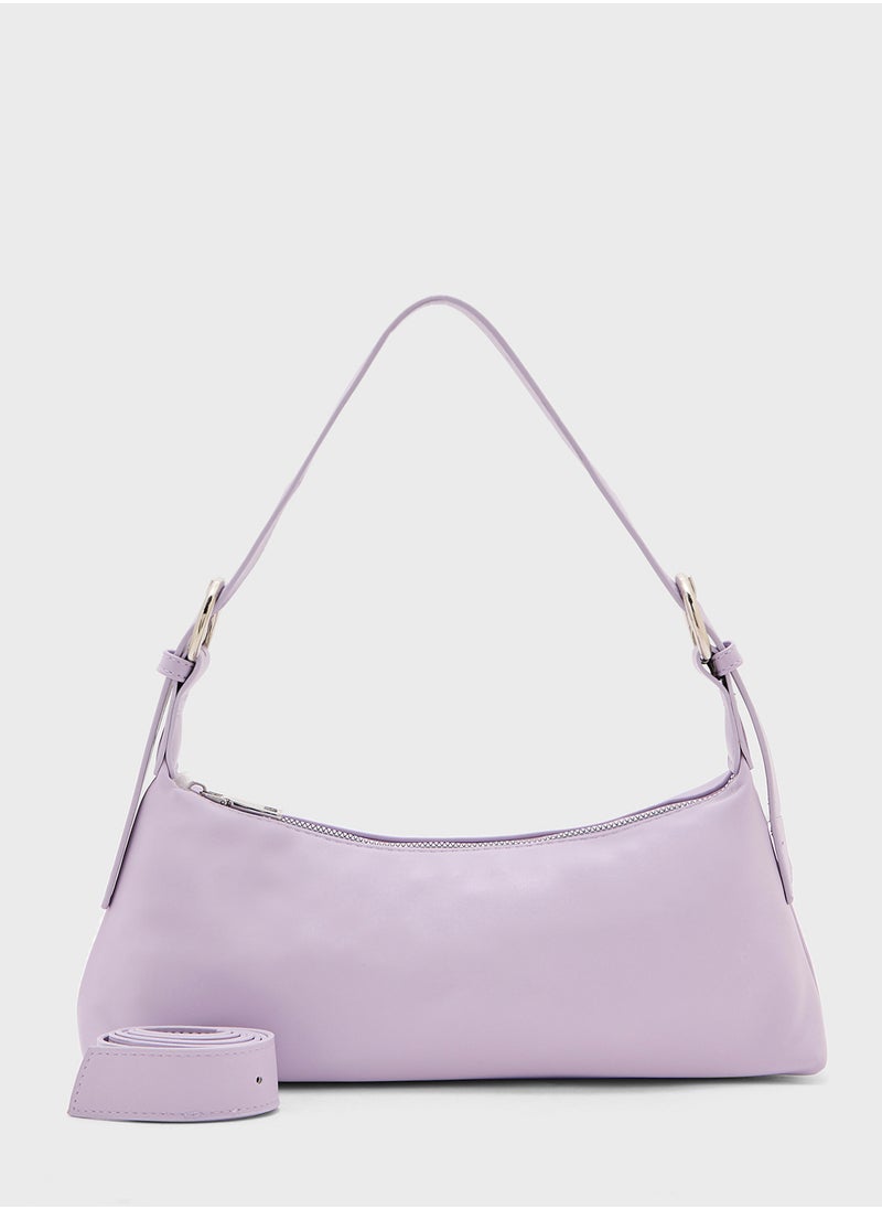 Metal Zip Detail Shoulder Bag