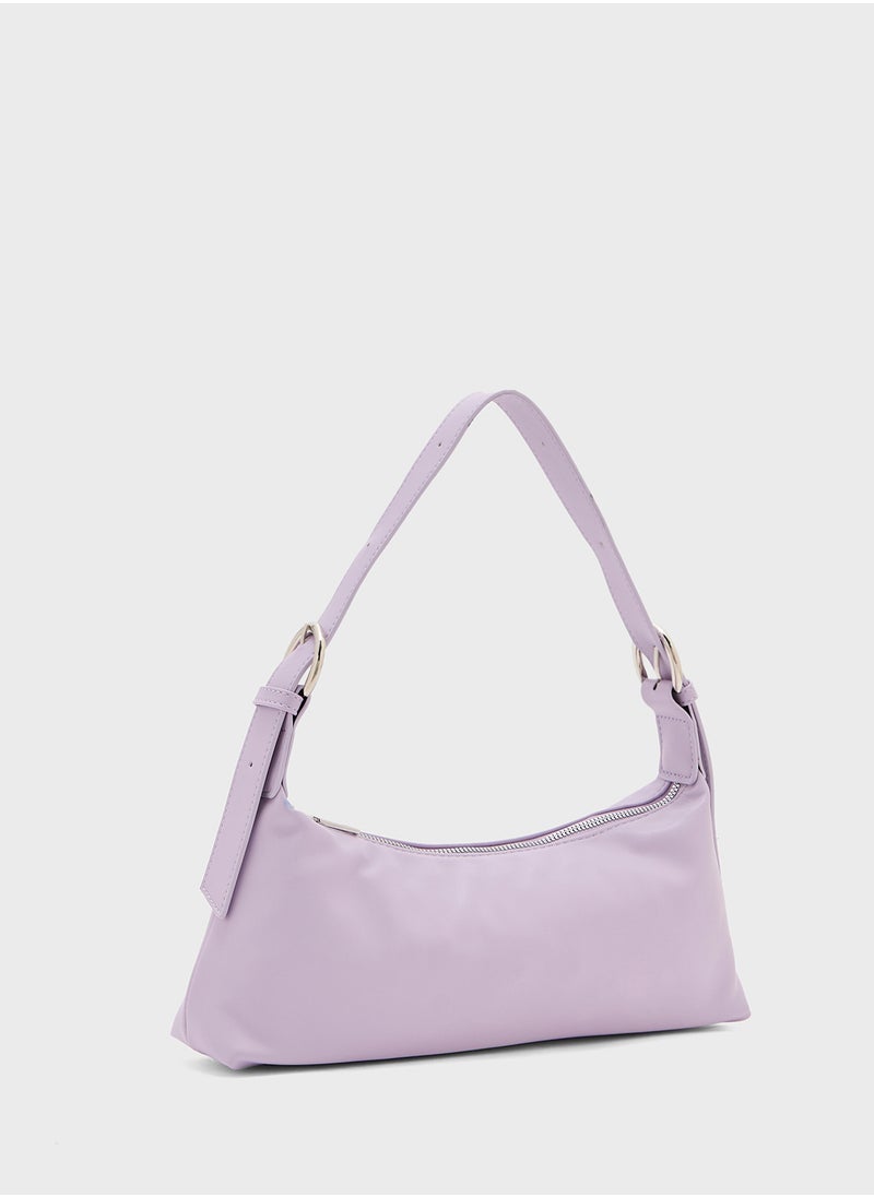Metal Zip Detail Shoulder Bag