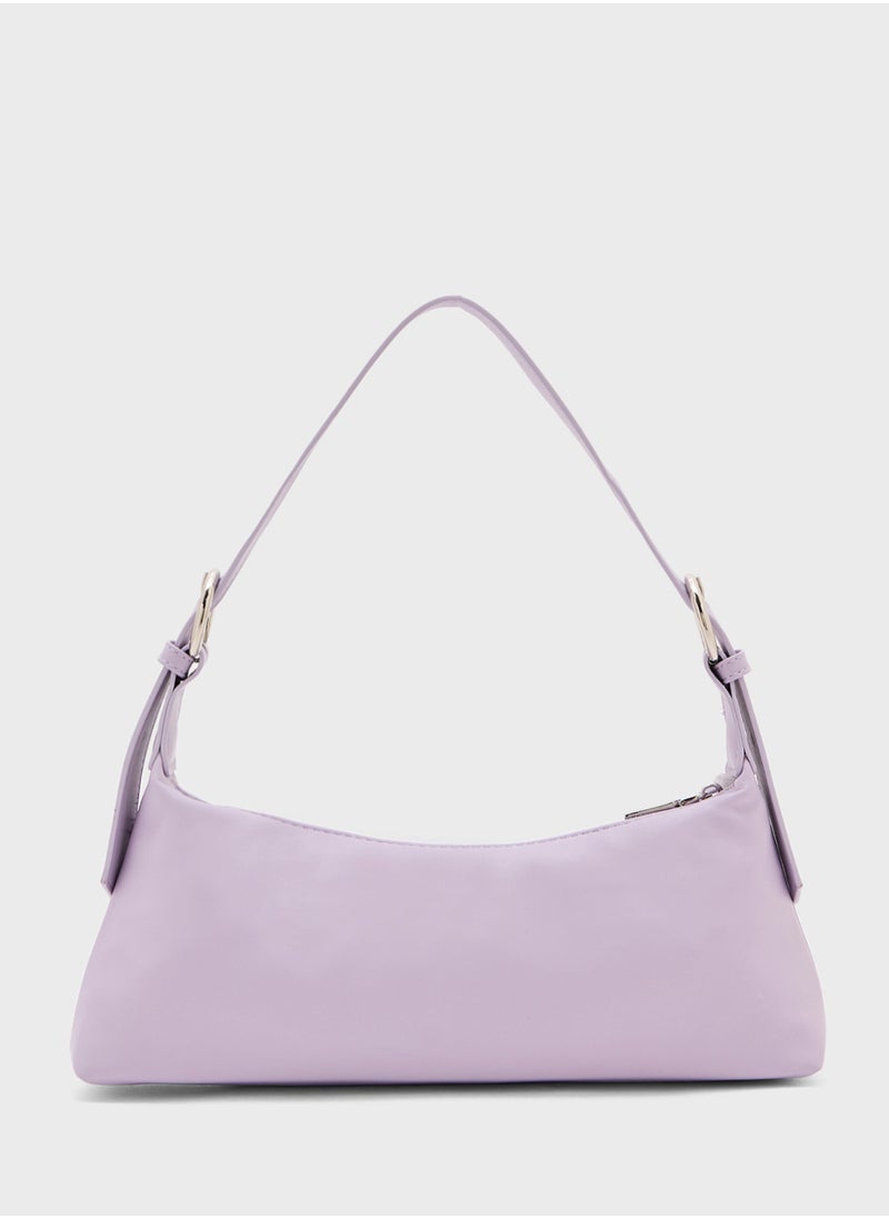 Metal Zip Detail Shoulder Bag