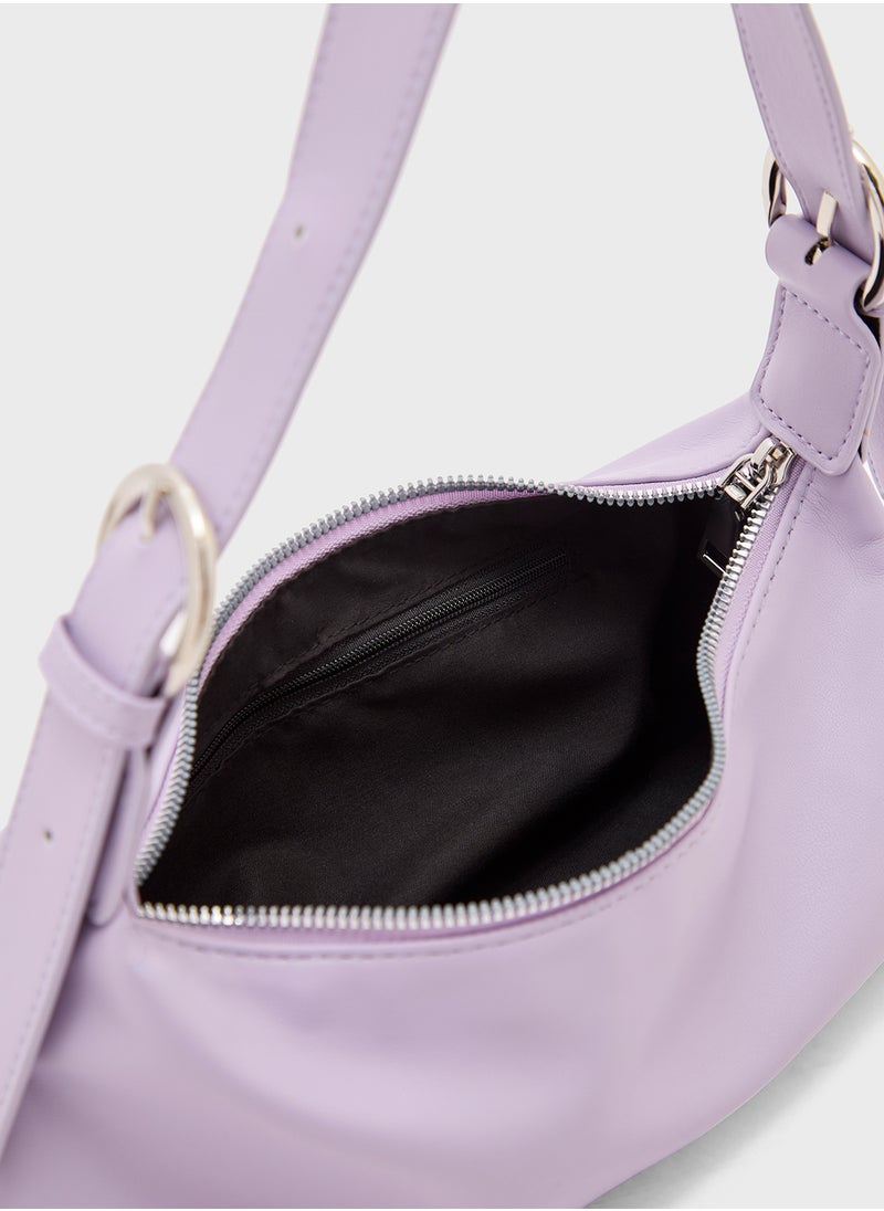 Metal Zip Detail Shoulder Bag
