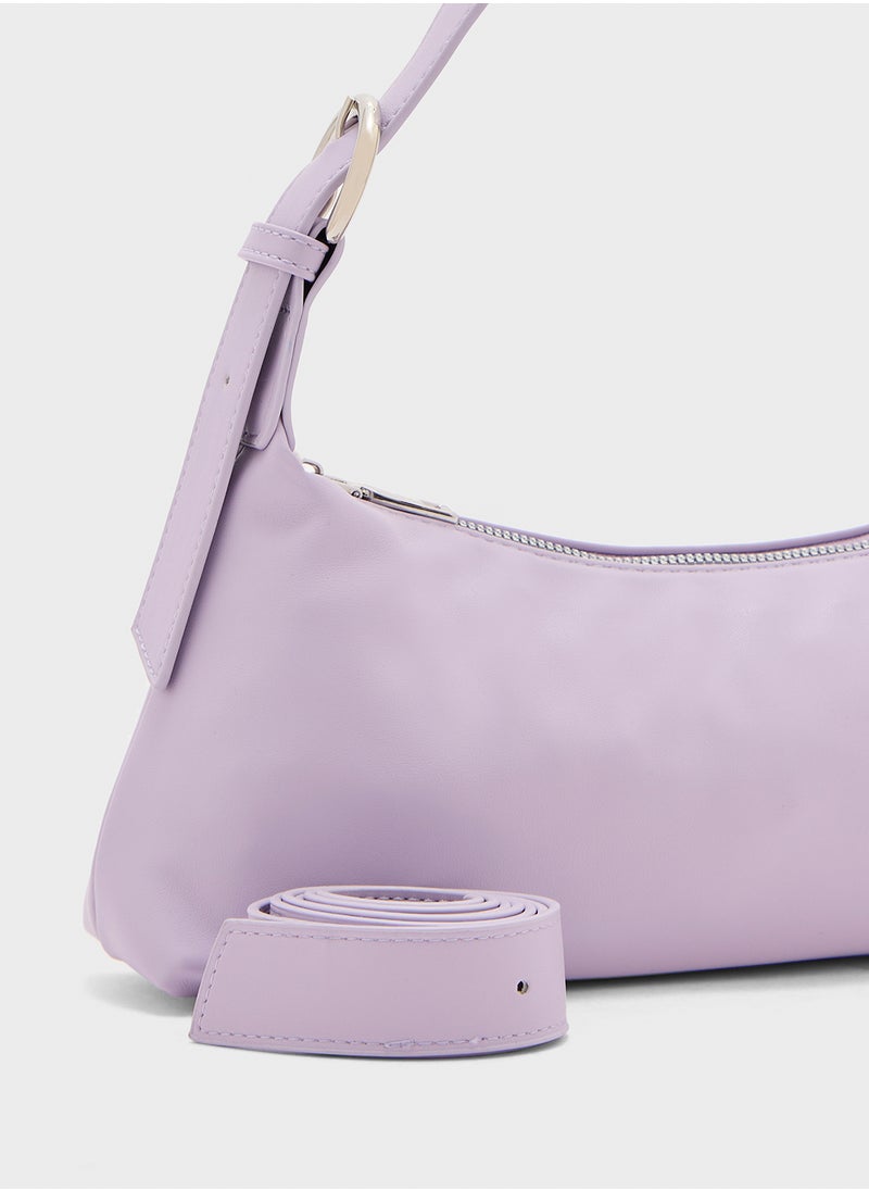 Metal Zip Detail Shoulder Bag