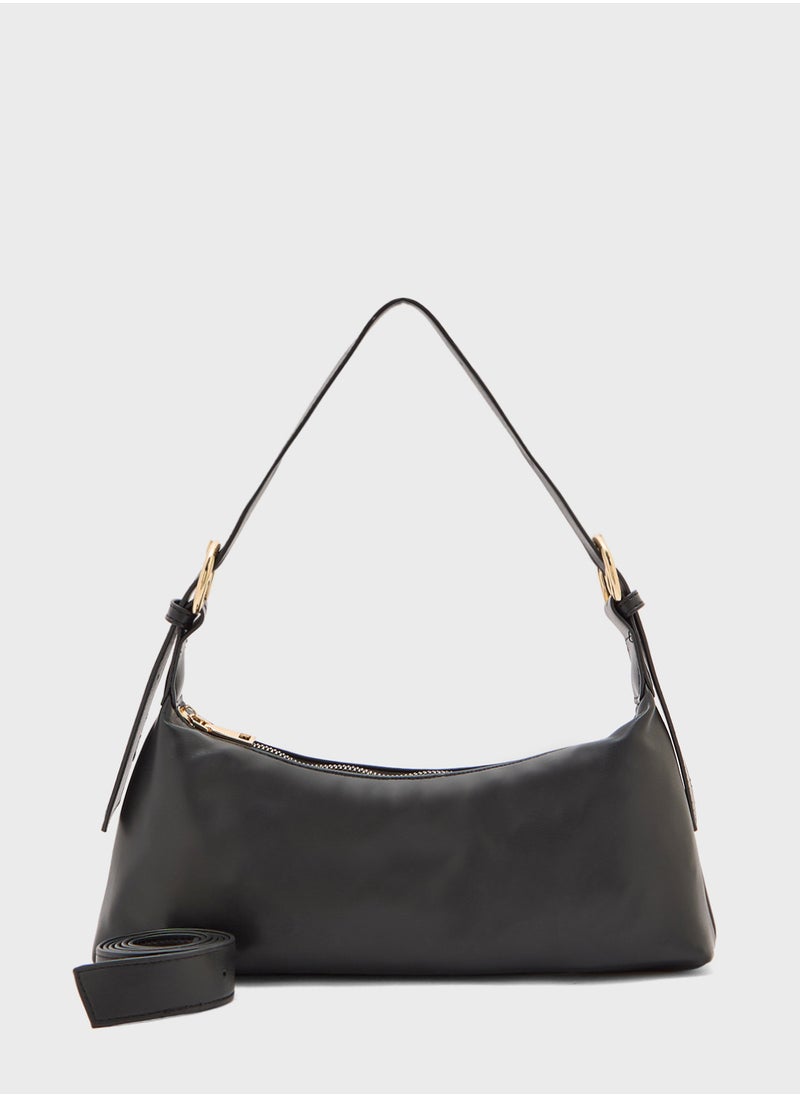Metal Zip Detail Shoulder Bag